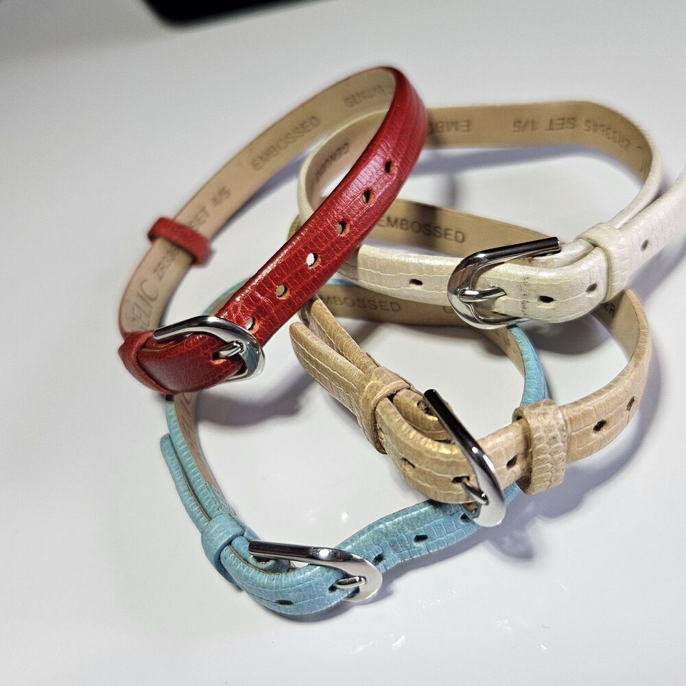Relic Embossed Leather Watch Bands Red Light Blue Tan Cream 4 Total ZR33645
